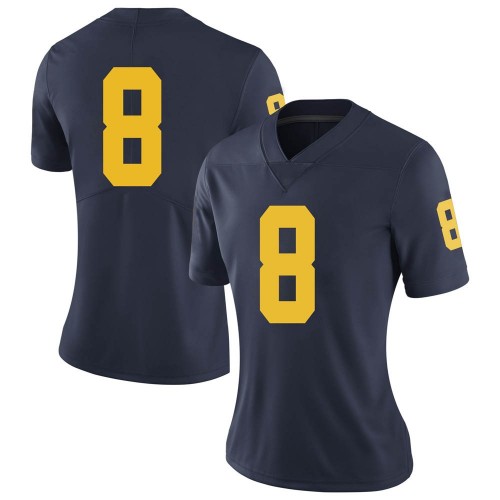 William Mohan Michigan Wolverines Women's NCAA #8 Navy Limited Brand Jordan College Stitched Football Jersey SAC3854BQ